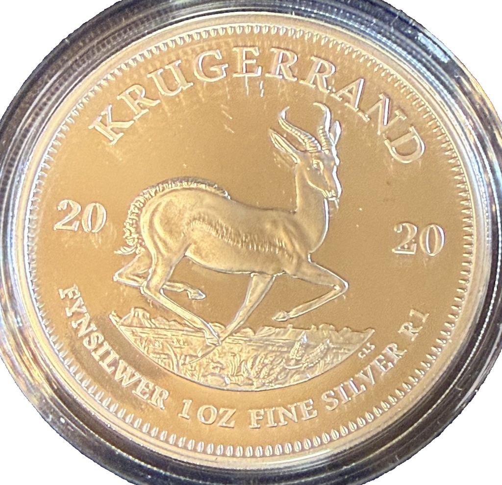 2020 SILVER SOUTH AFRICA PROOF KRUGERRAND 1 OZ COIN BOX COA