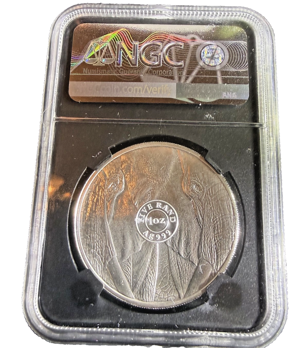 Rare: 2019 South Africa  Big Five Elephant 1 Oz Silver NGC MS70 FDOI