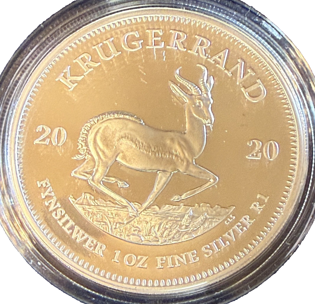 2020 SILVER SOUTH AFRICA PROOF KRUGERRAND 1 OZ COIN BOX COA