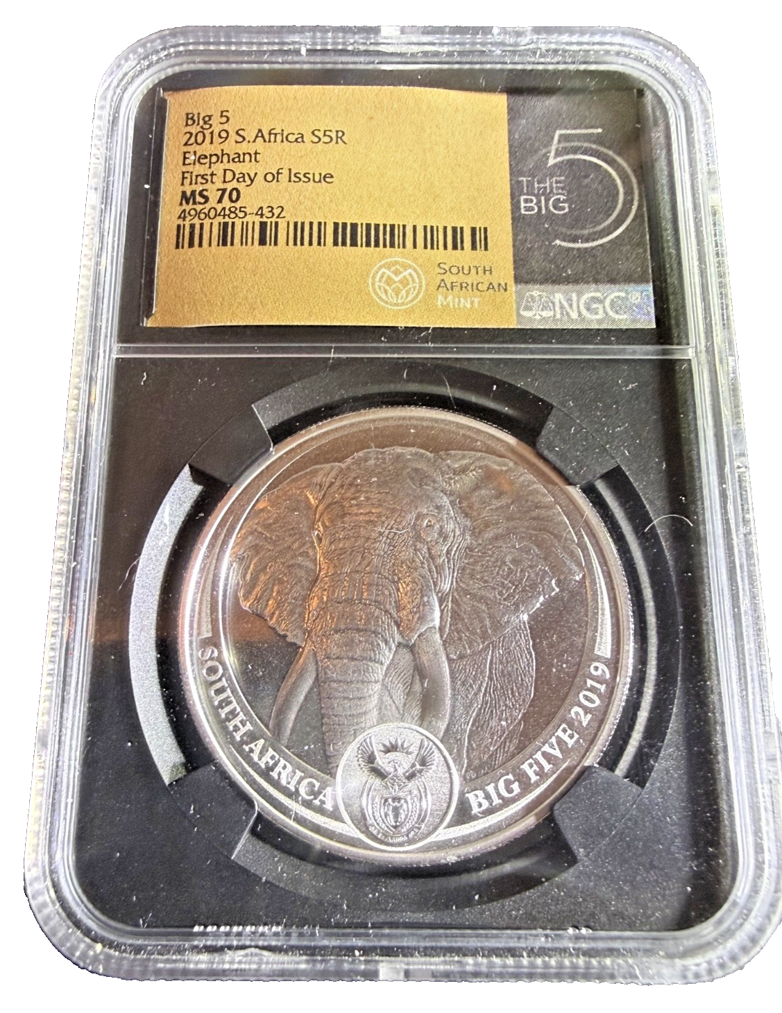 Rare: 2019 South Africa  Big Five Elephant 1 Oz Silver NGC MS70 FDOI