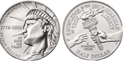 1776-2026D Mint State Semiquincentennial Enduring Liberty Half Dollar (Lot of 5)