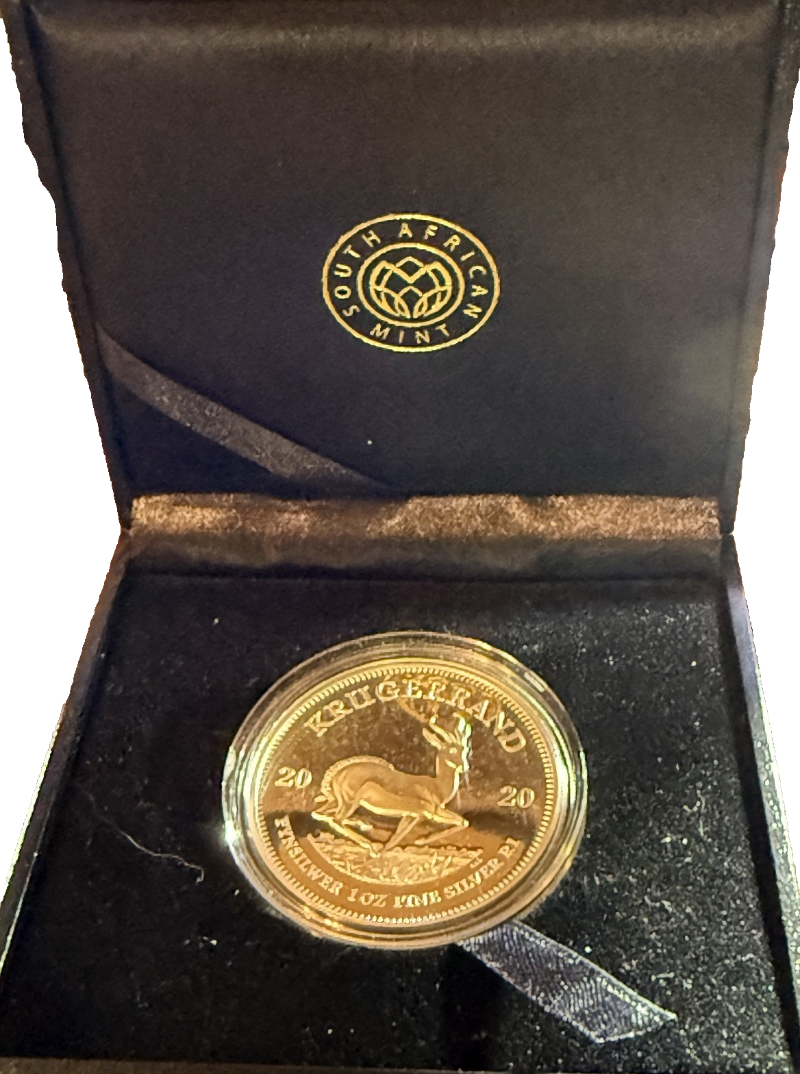 2020 SILVER SOUTH AFRICA PROOF KRUGERRAND 1 OZ COIN BOX COA