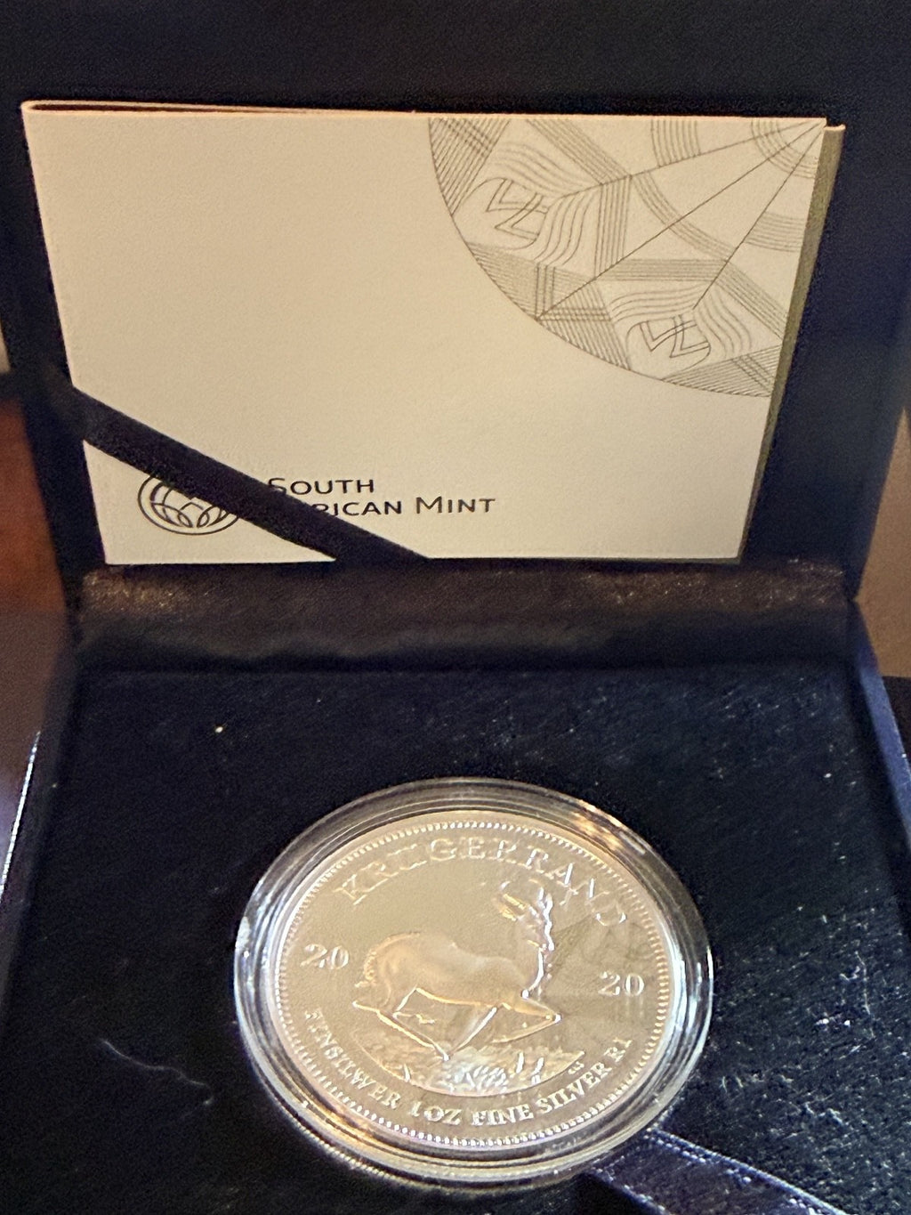 2020 SILVER SOUTH AFRICA PROOF KRUGERRAND 1 OZ COIN BOX COA