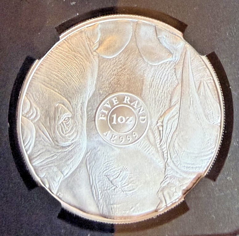 2025 South Africa 1 oz Silver Big 5 III Rhino BU NGC MS70