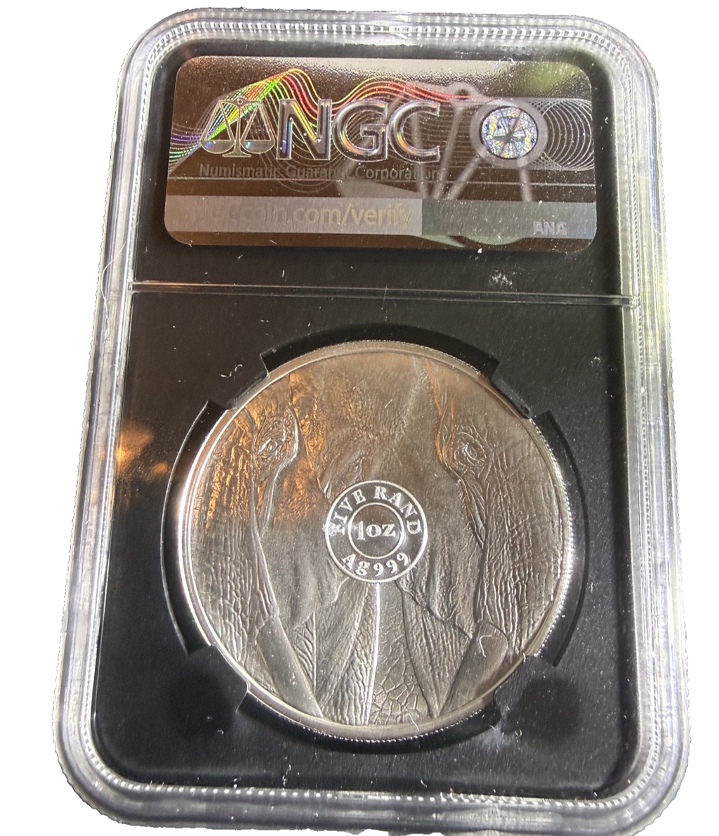 Rare: 2019 South Africa  Big Five Elephant 1 Oz Silver NGC MS70 FDOI