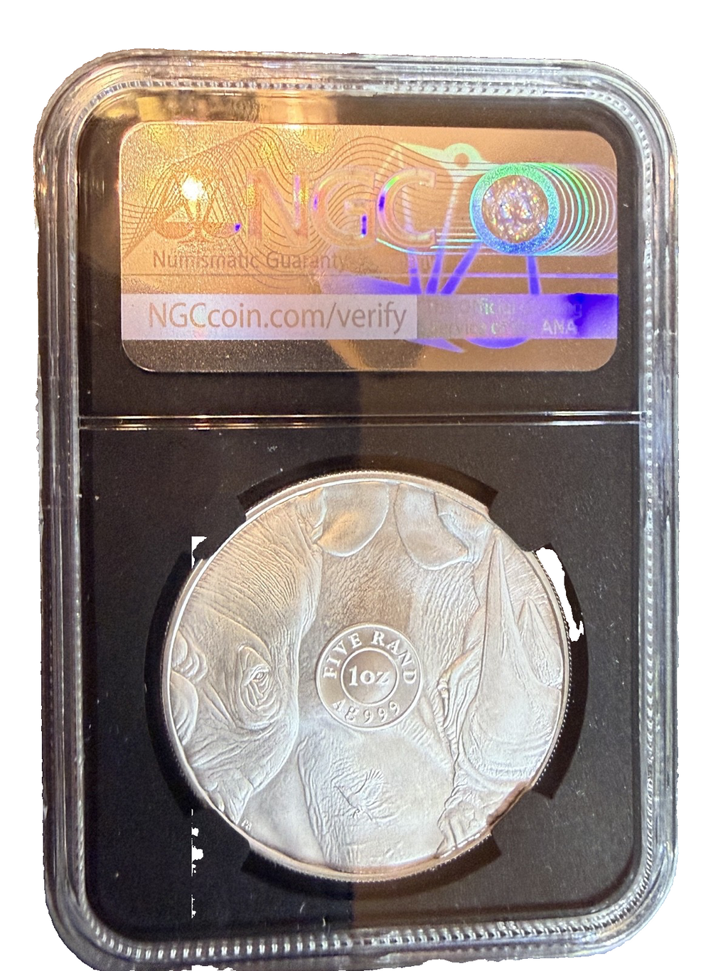 2025 South Africa 1 oz Silver Big 5 III Rhino BU NGC MS70