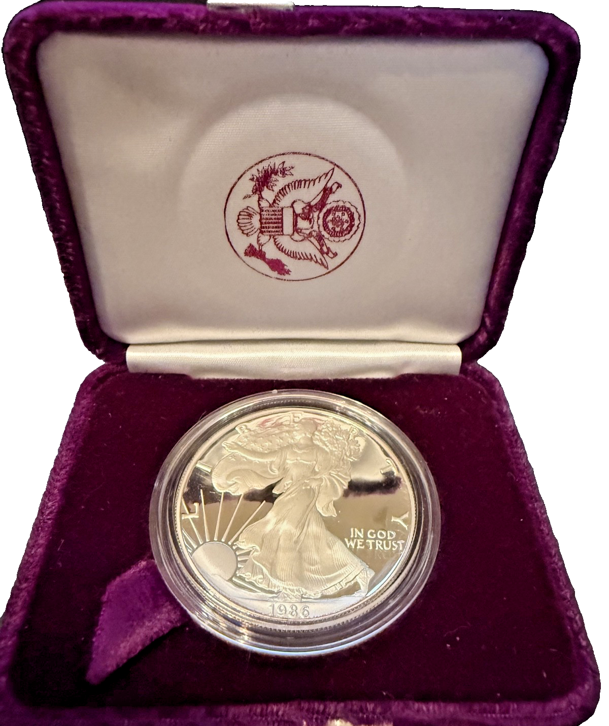 U.S. Mint 1986 American Eagle Proof 1 oz .999 Silver Coin w/ Box & Certificate